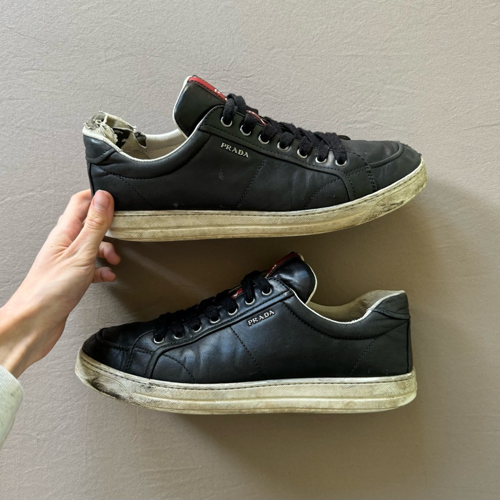 Prada Leather Low Top Sneakers